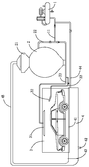 Method and device for washing cars by utilizing air