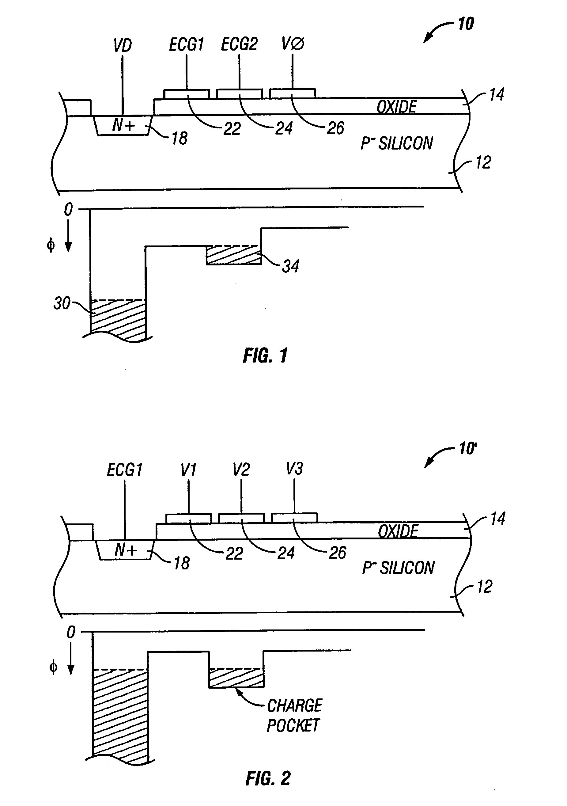 Method and device using CCD-based low noise parametric amplifier