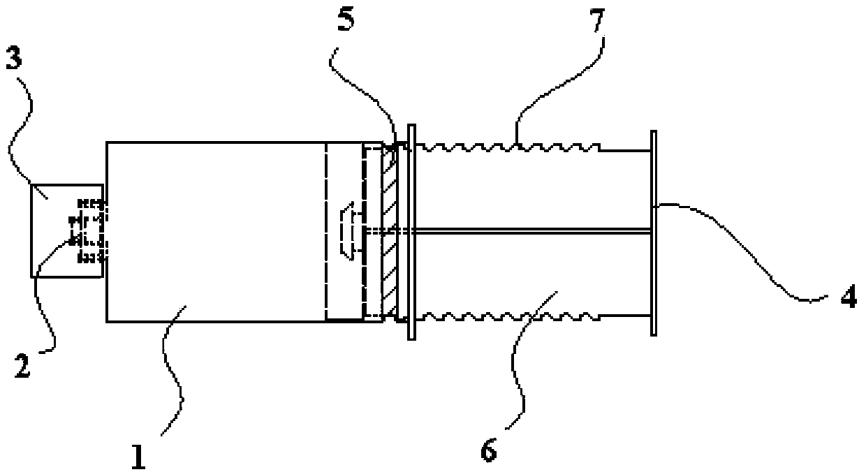 Positive-pressure pulse type flushing-pipe injector for detaining passages of blood vessels