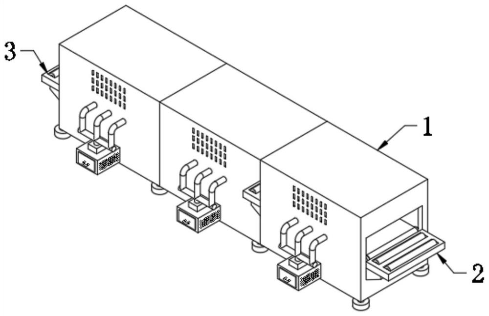 Efficient energy-saving rail type lithium battery baking oven