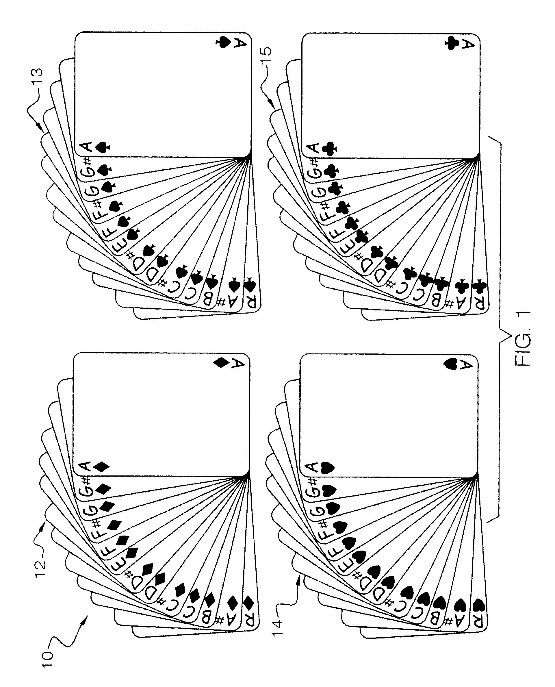 Playing cards for teaching music fundamentals