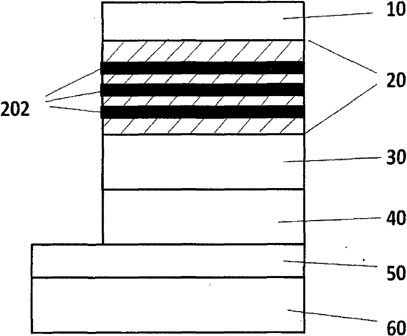 Organic photolectronic device with an updoped gain layer and preparation method thereof