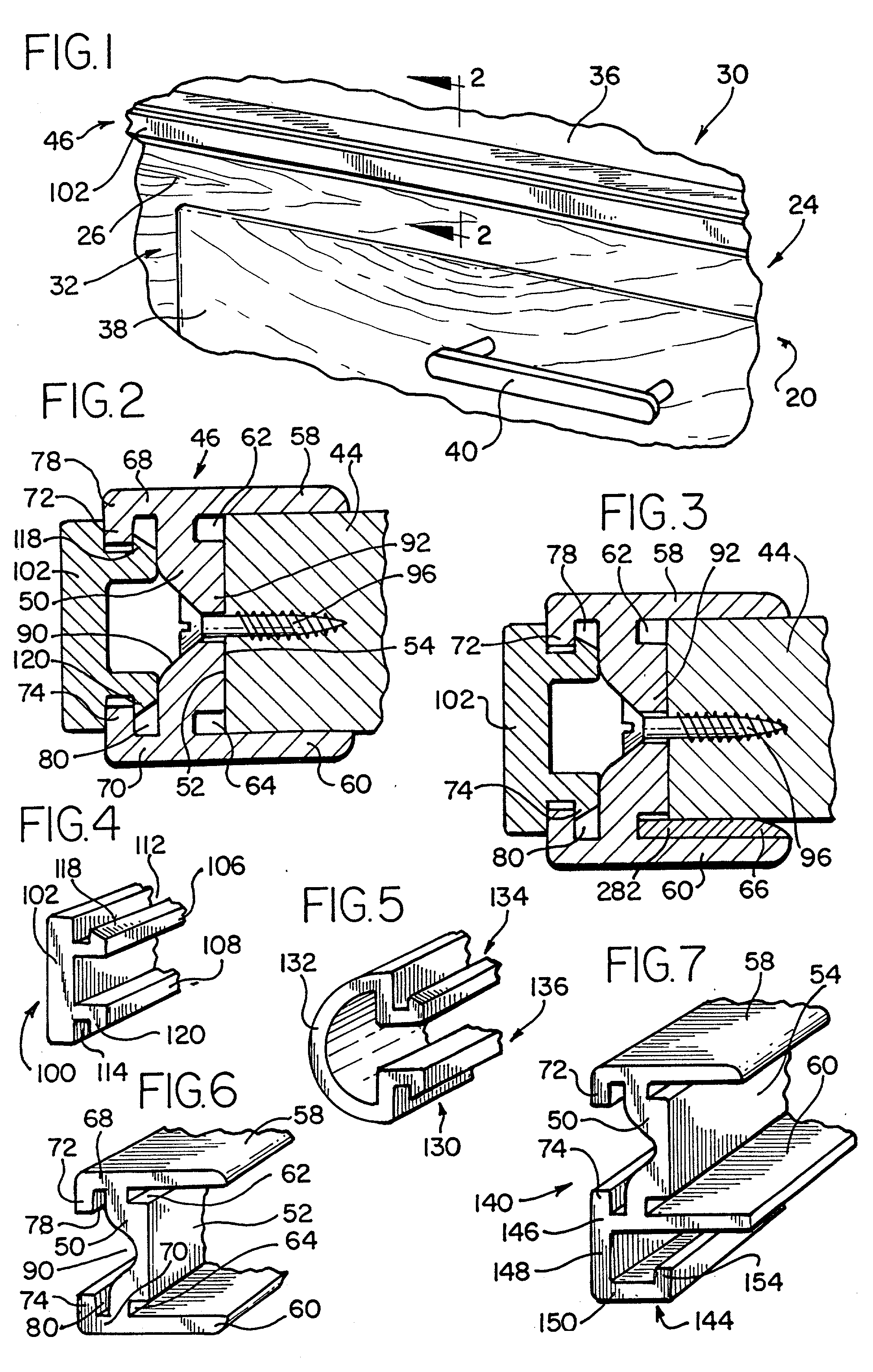 Structures for edge treatment and for decoration of counters and panels, and for the assembly thereof