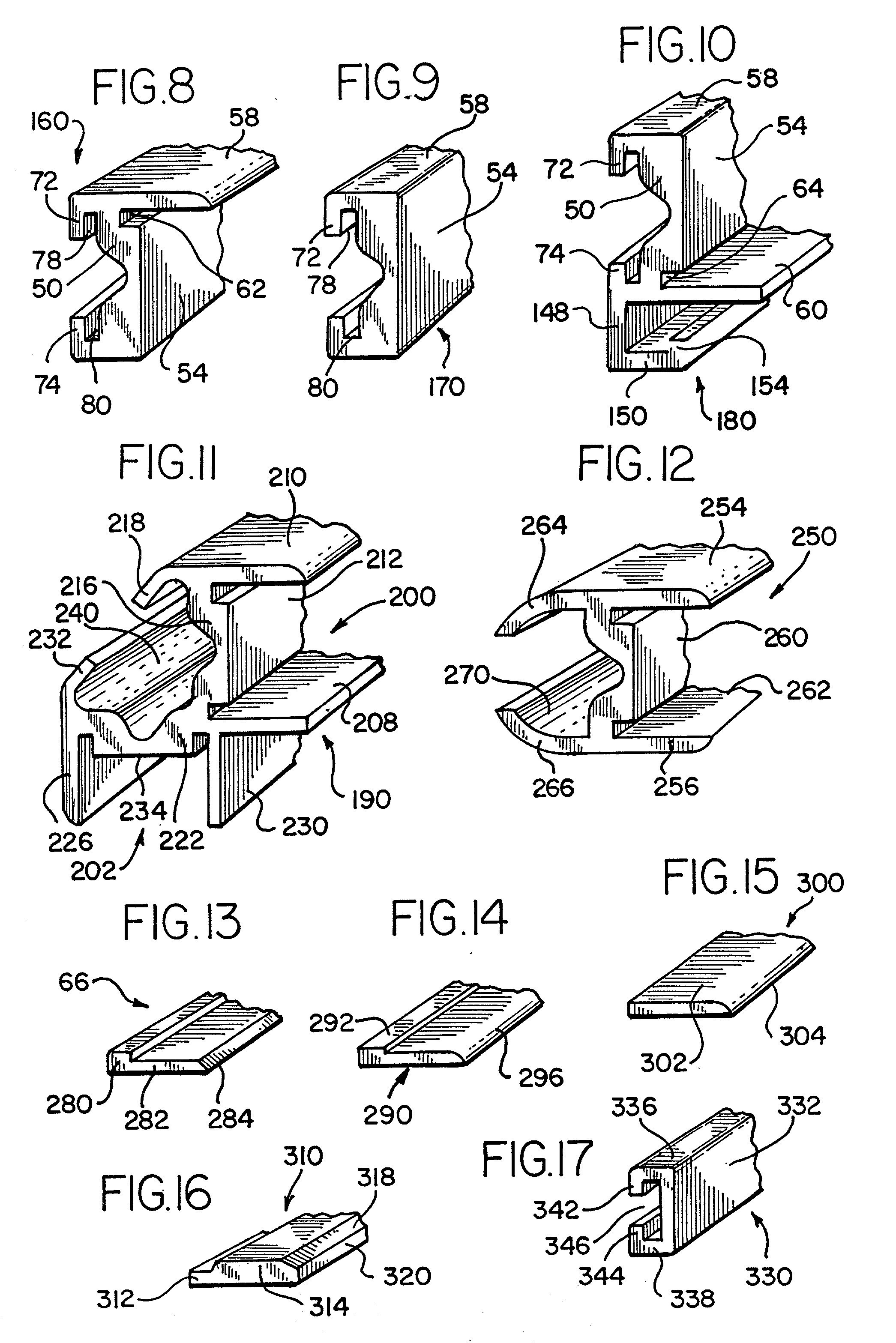 Structures for edge treatment and for decoration of counters and panels, and for the assembly thereof