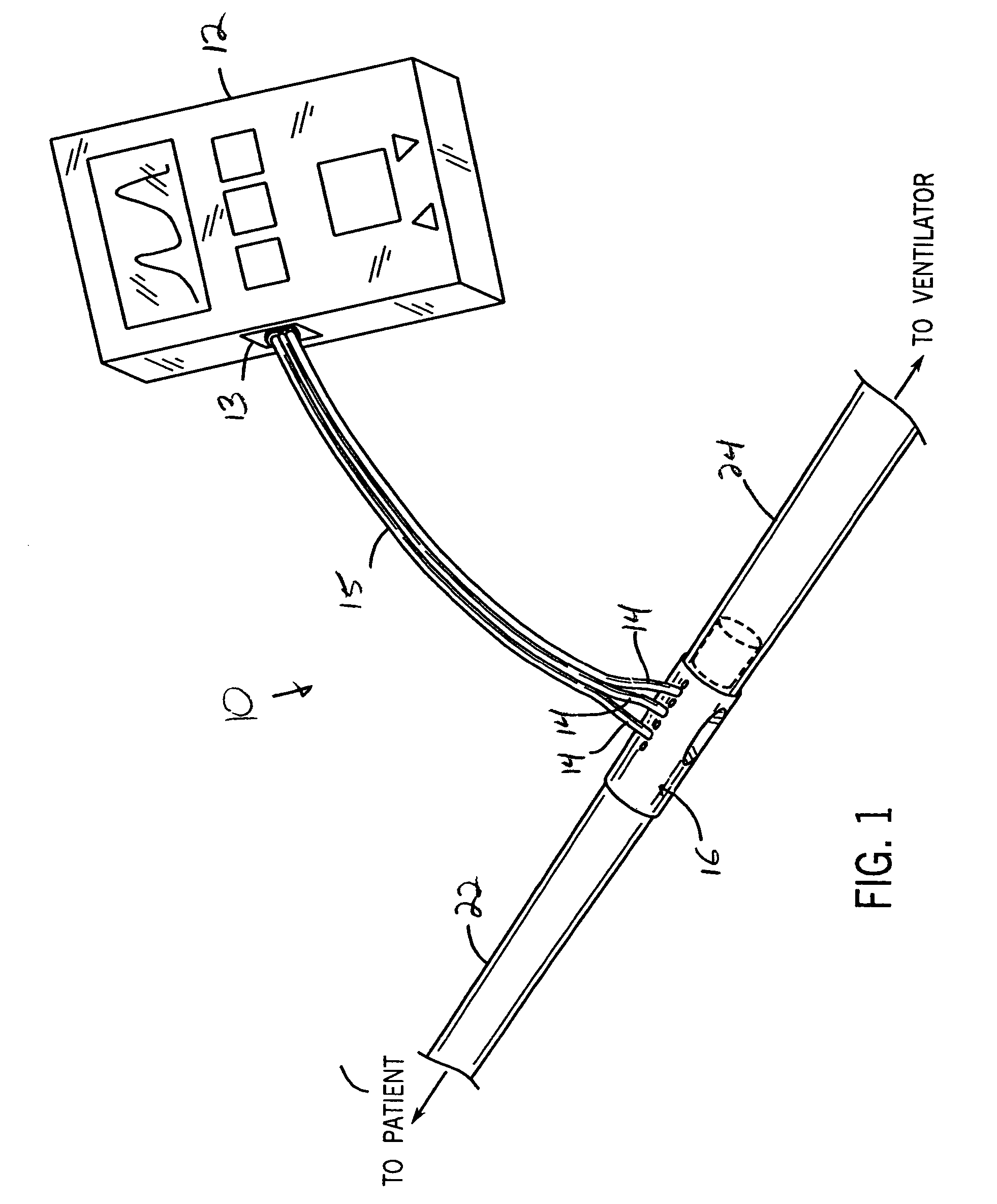 Gas flow diverter for respiratory monitoring device