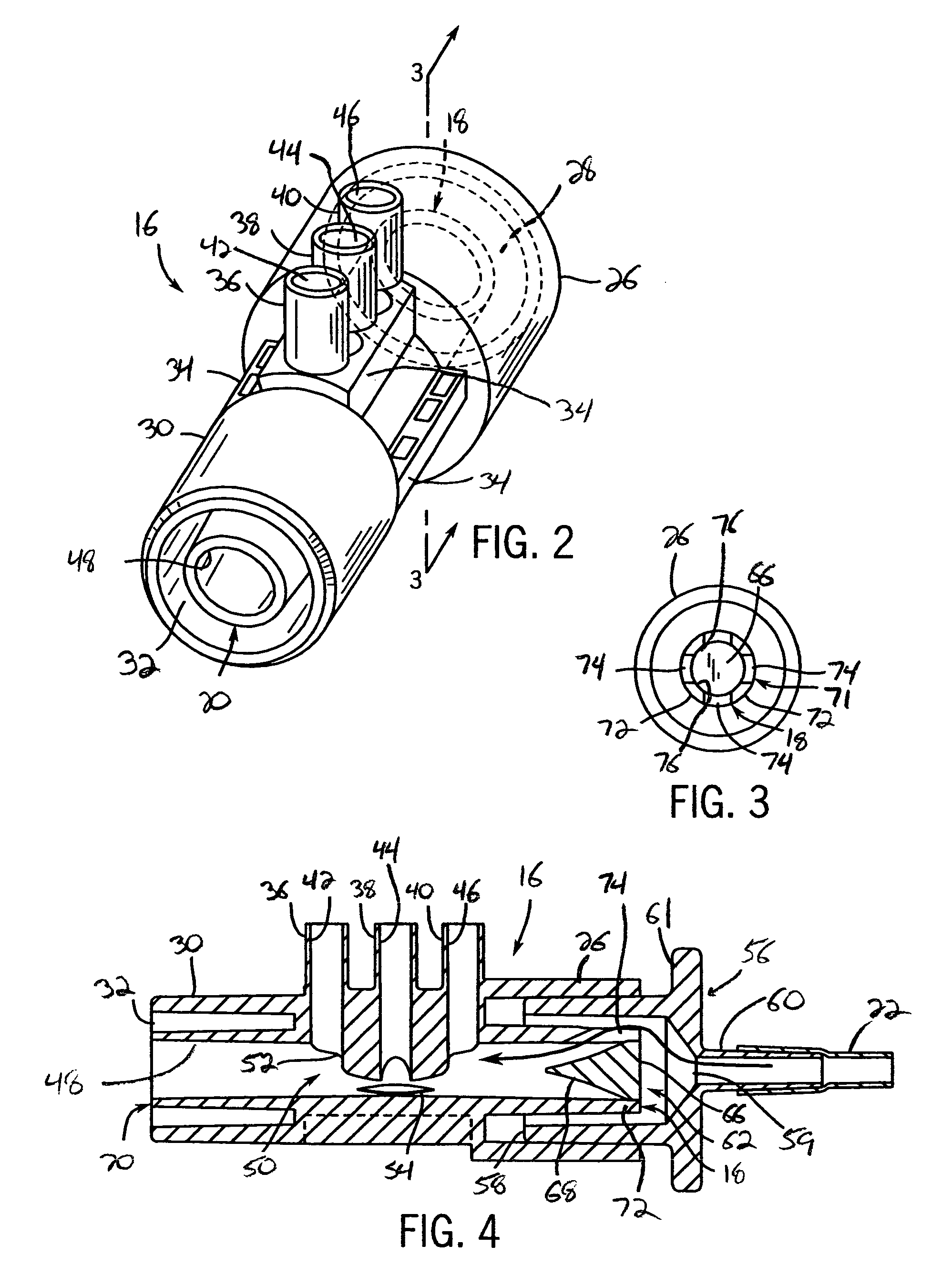 Gas flow diverter for respiratory monitoring device