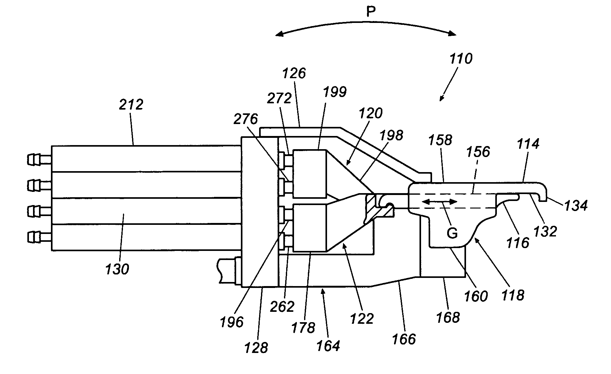 Gate assembly for tufting machine