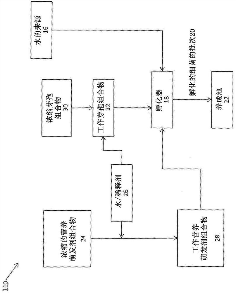 Method for improving quality of aquaculture pond water using a nutrient germinant composition and spore incubation method