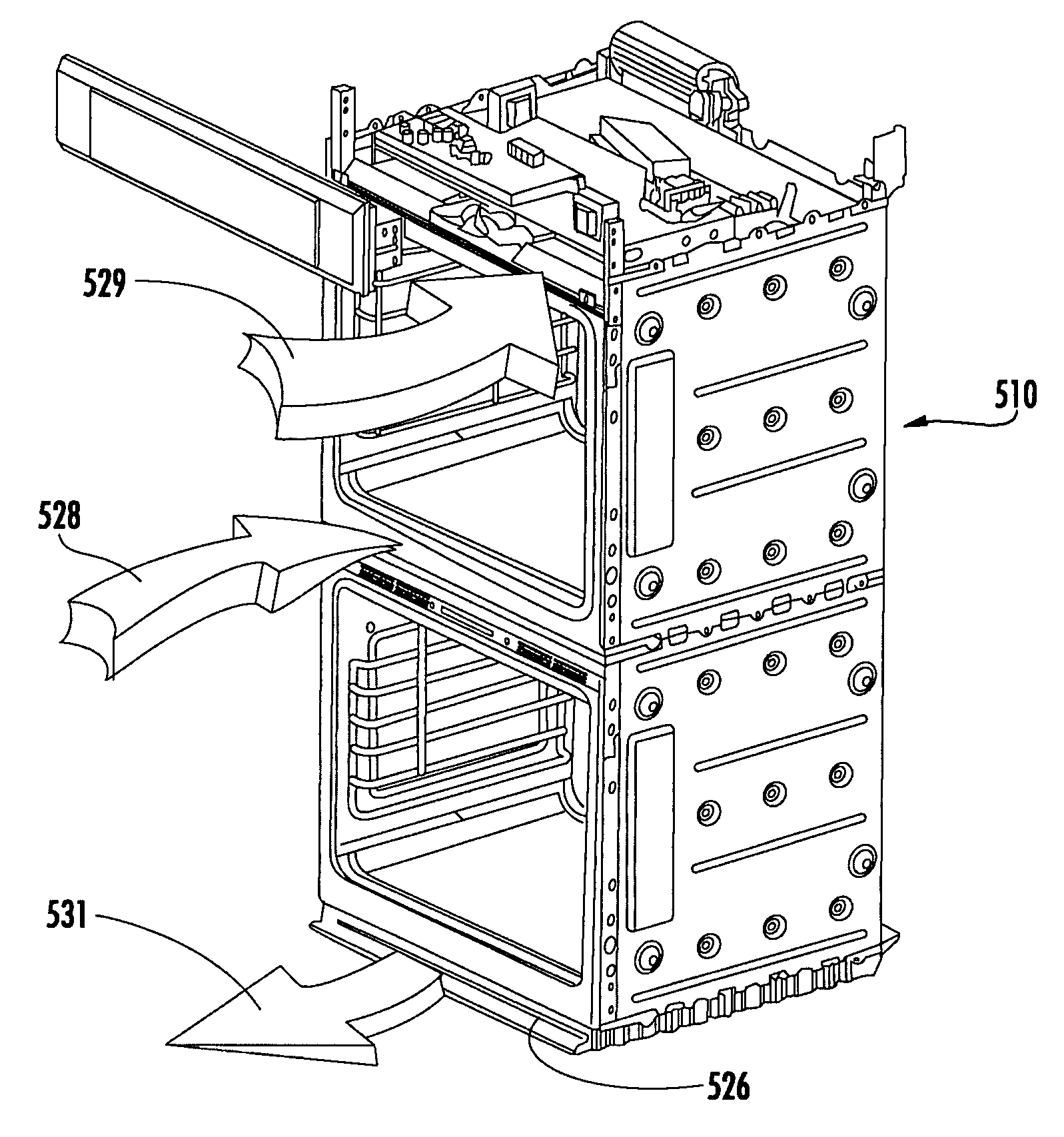 Cooking appliance having a latch plate shield for improved guidance of cooling air and exhaust air