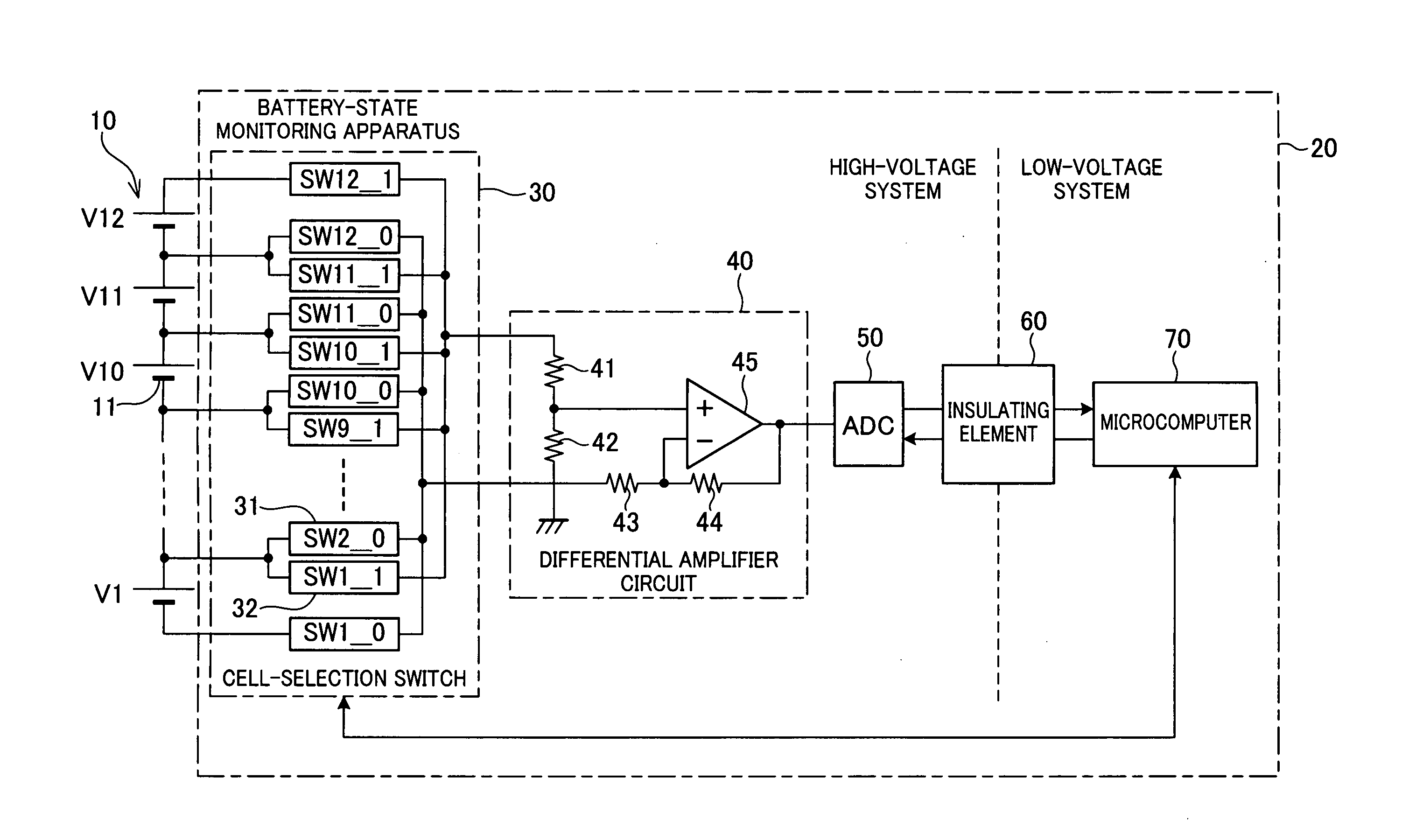 Apparatus for monitoring operation state of battery pack composed of plurality of cells mutually connected in series