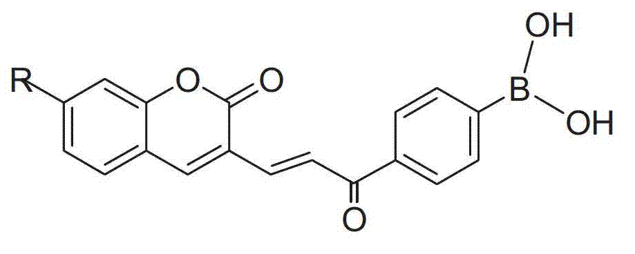 Coumarins compound containing aryl boric acid and application thereof in detection of sugar