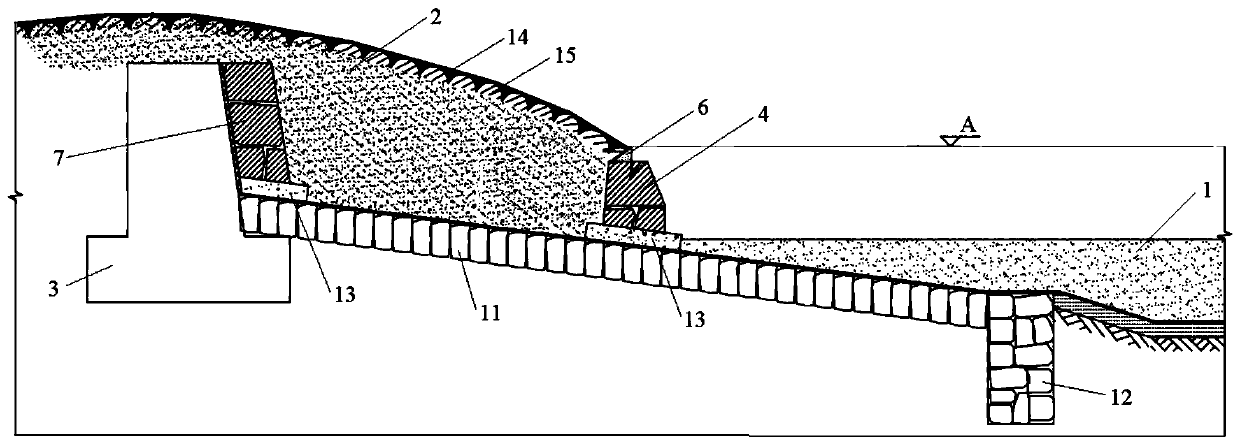 A steel plate slope protection type water revetment structure