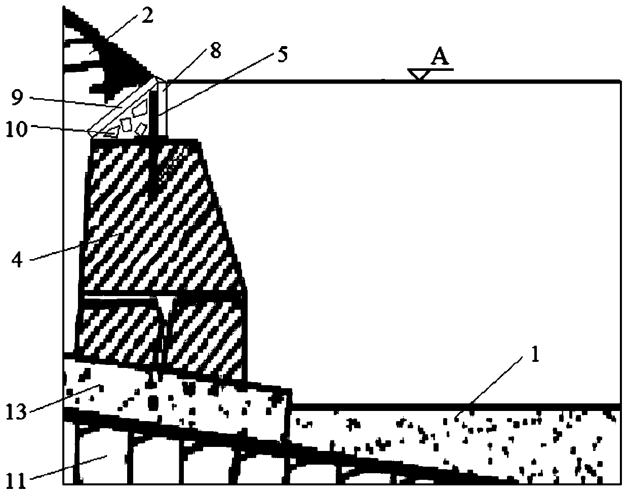 A steel plate slope protection type water revetment structure