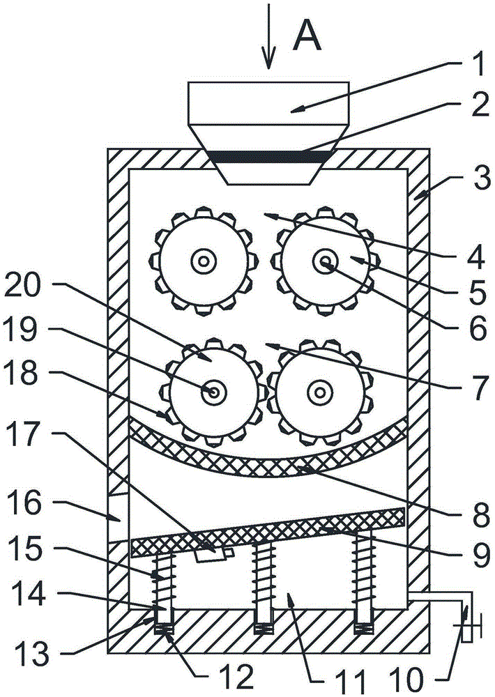 Gangue raw material processing device for insulating brick production
