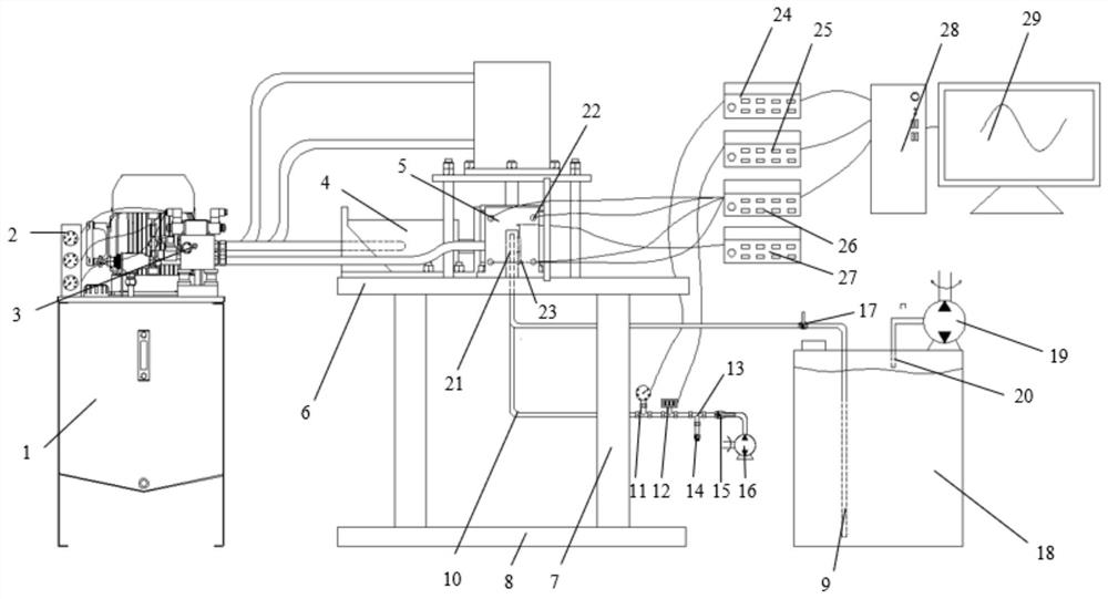 Simulation test system for upward drilling low-temperature fluid fracturing and method thereof