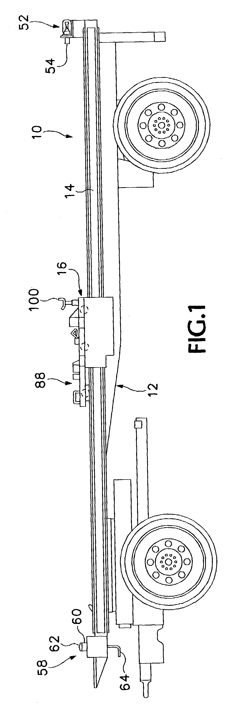 Apparatus for transferring containers and flat racks from a truck to a trailer