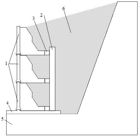 A prefabricated l-shaped concrete multi-layer multi-step retaining wall