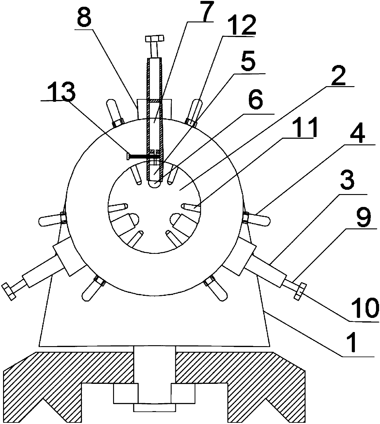 Center frame for machining strip-shaped workpieces