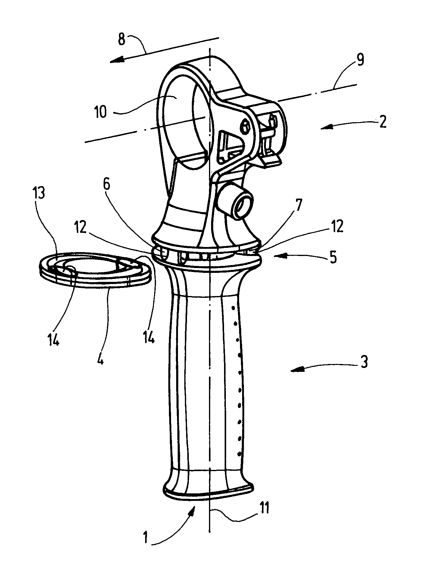 Auxiliary handle, and hand power tool provided therewith