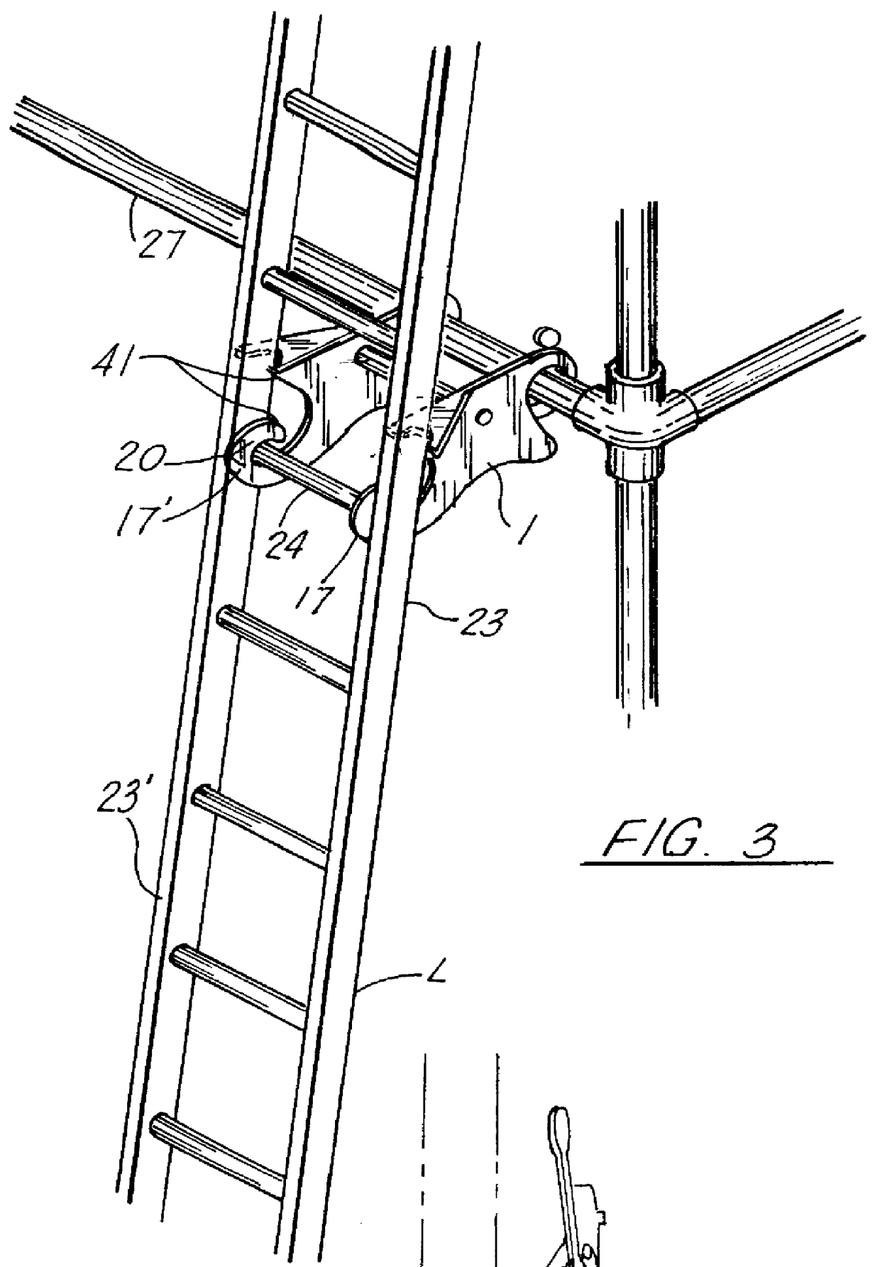Stabilizing bracket for a ladder or the like