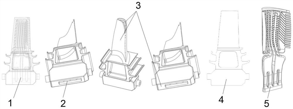 Simple complex cavity blade core pulling method based on UG modeling