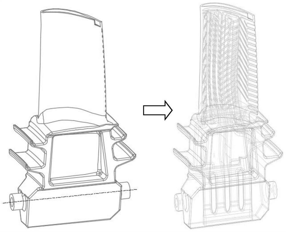 Simple complex cavity blade core pulling method based on UG modeling