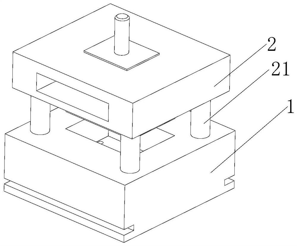 A kind of injection mold with piston buffer structure at four corners