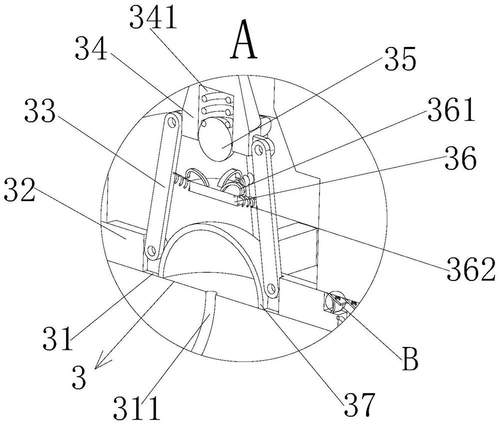 A kind of injection mold with piston buffer structure at four corners