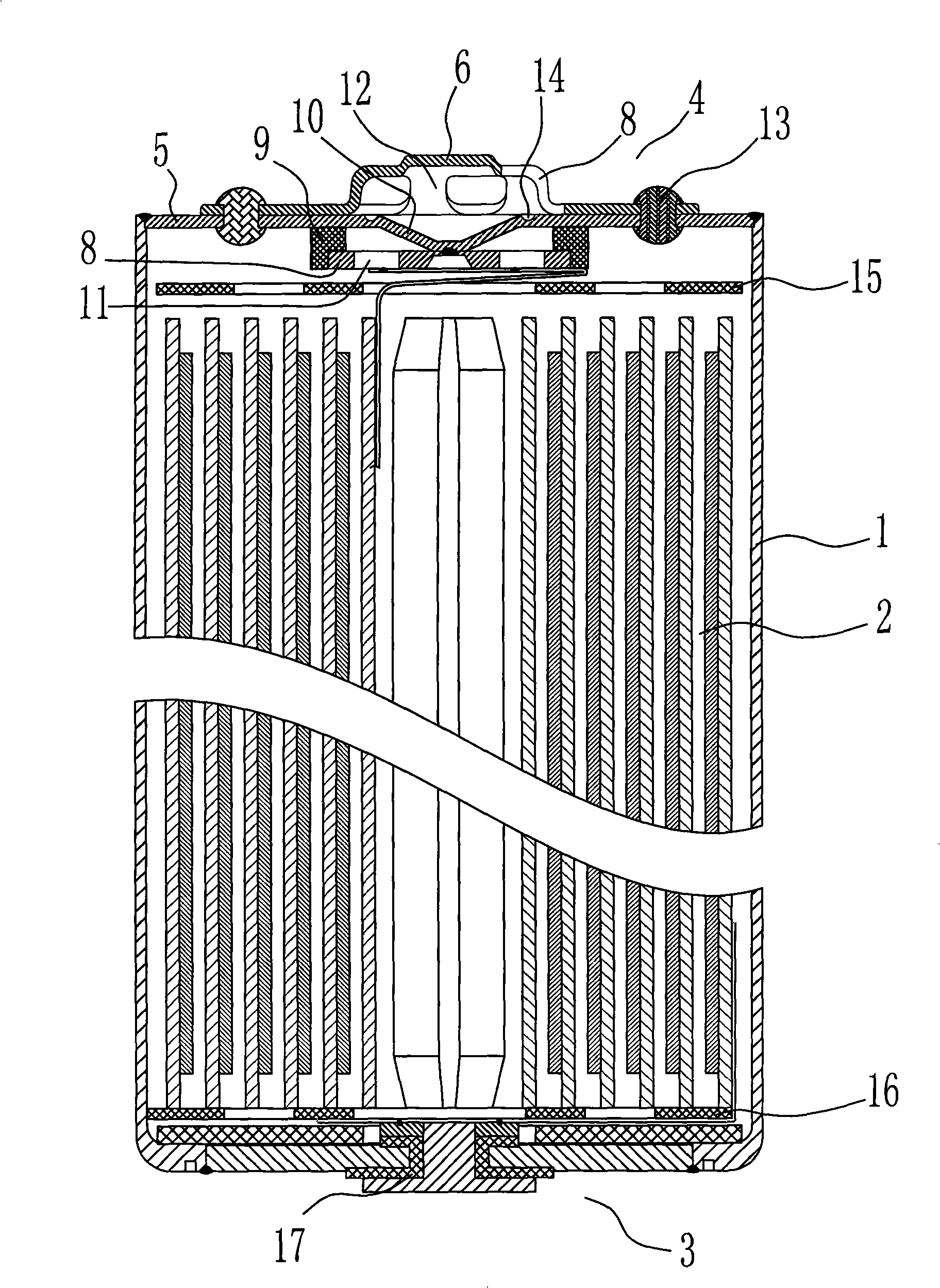 Closing battery with explosion-proof function