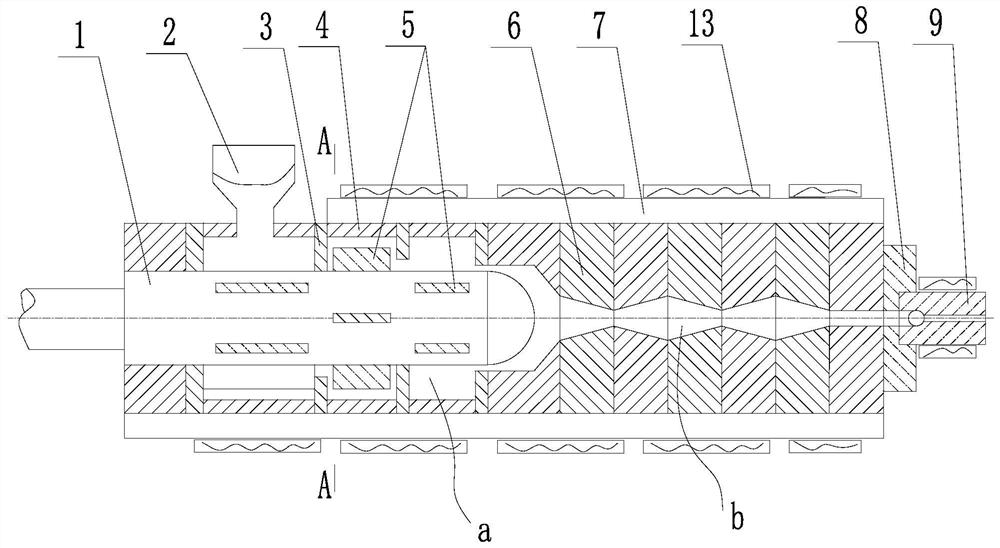 Cold flow fiber forming extrusion molding method and device for polytetrafluoroethylene film