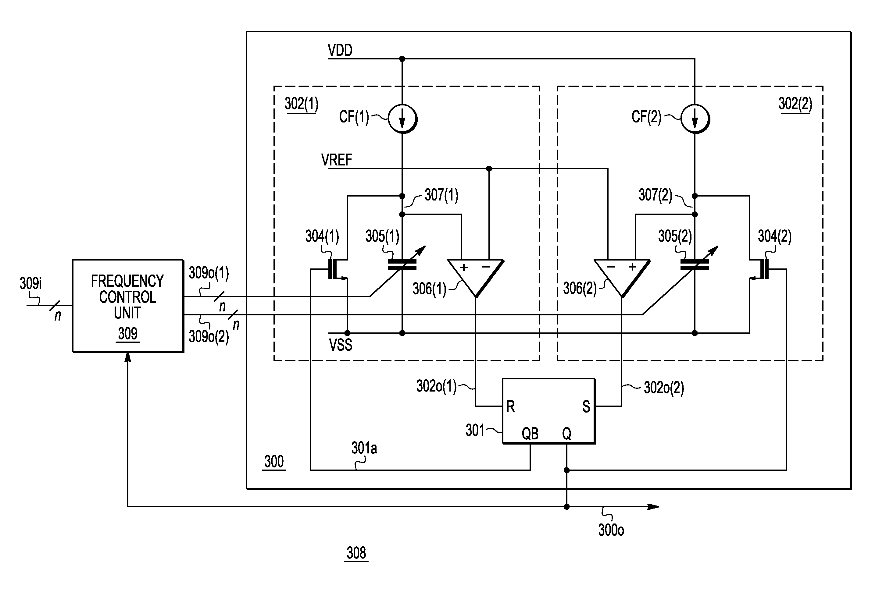 Variable frequency relaxation oscillator