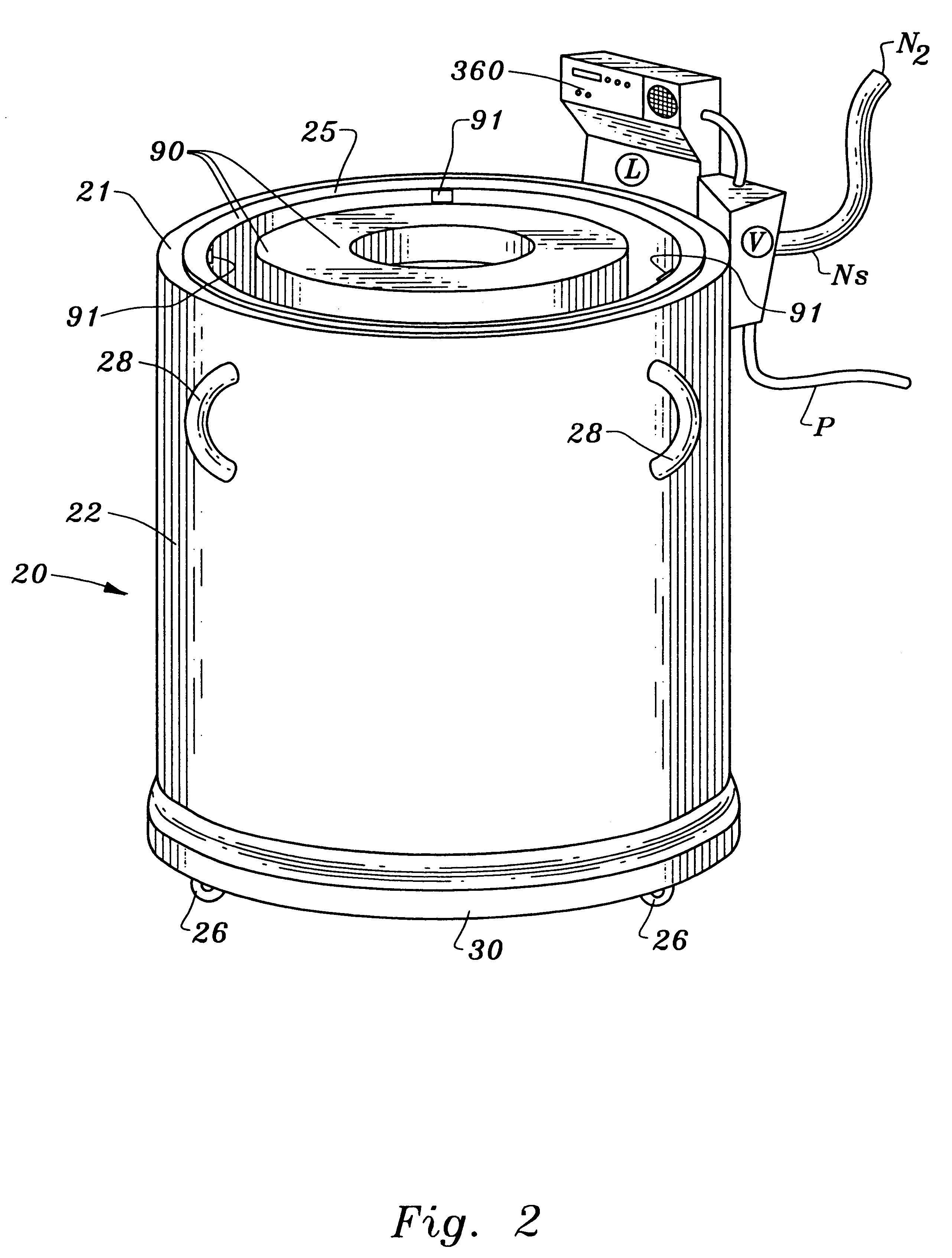 Method and apparatus for cryogenic storage of thermolabile products