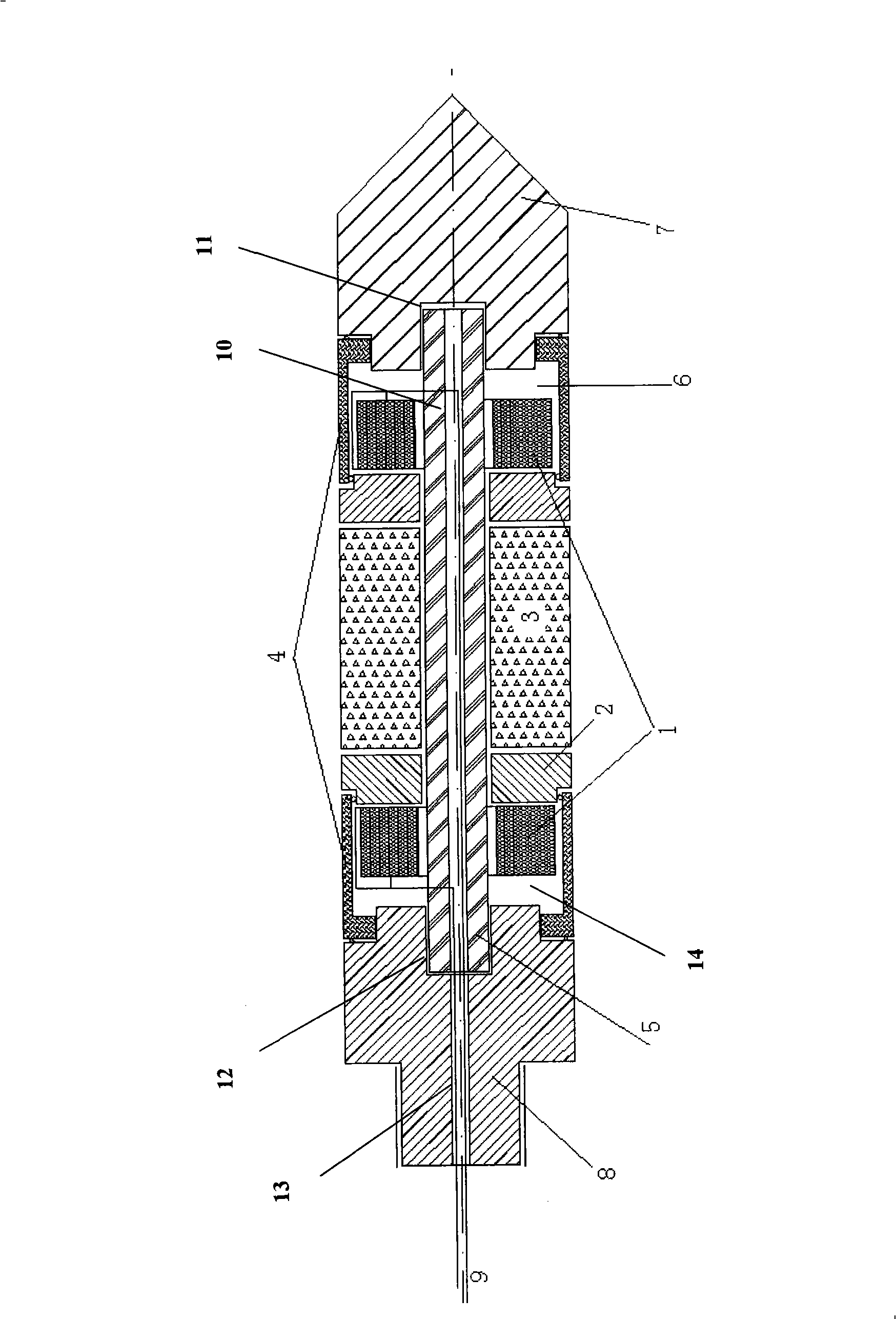 Penetration soil layer original position elastic wave testing device