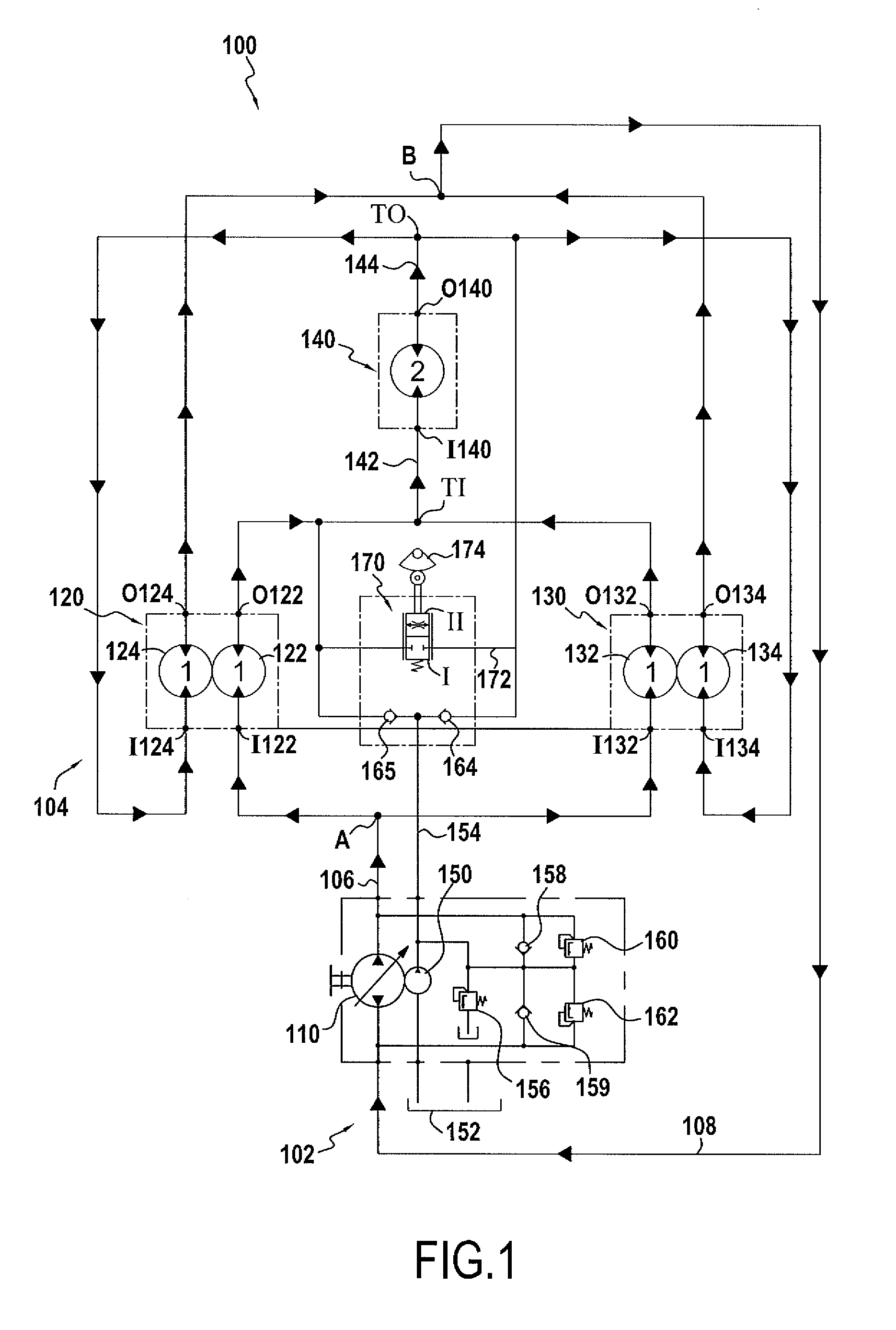 Hydraulic circuit adapted for coupling motors