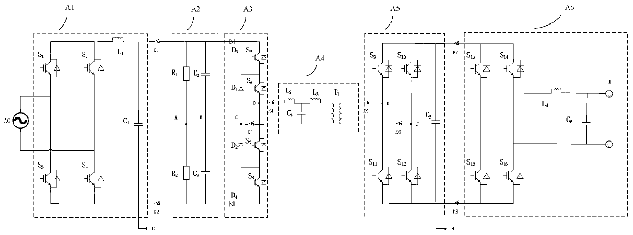 Multi-output multi-voltage-class transplantable multi-stage power electronic converter topological structure