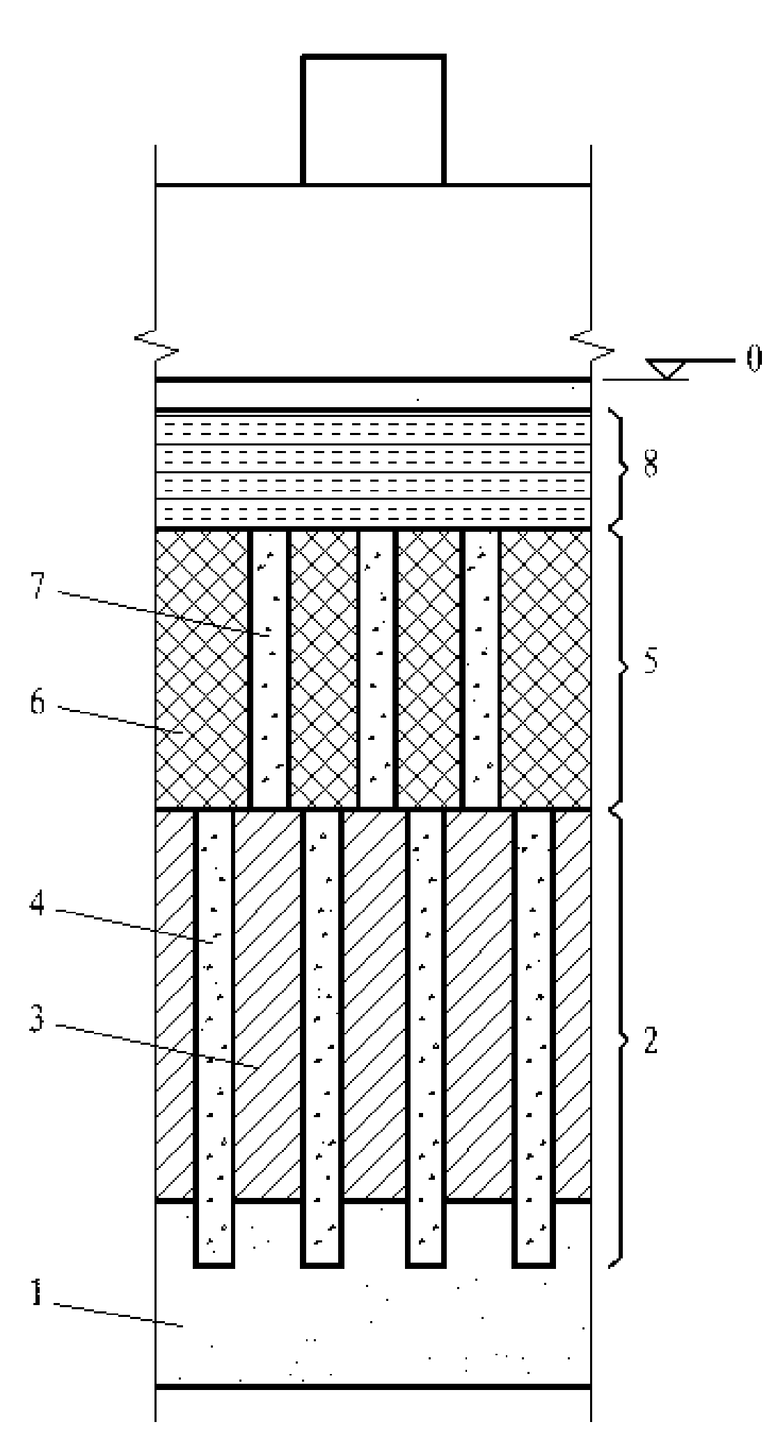 Secondary processing method of collapsibility foundation in loess region and composite foundation structure