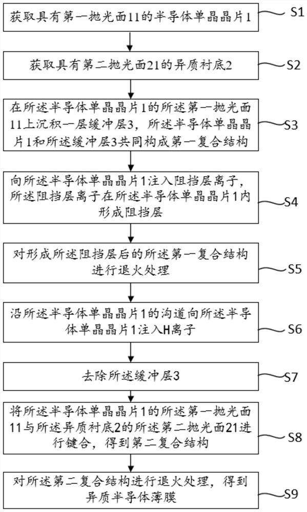 Heterogeneous semiconductor film and preparation method thereof