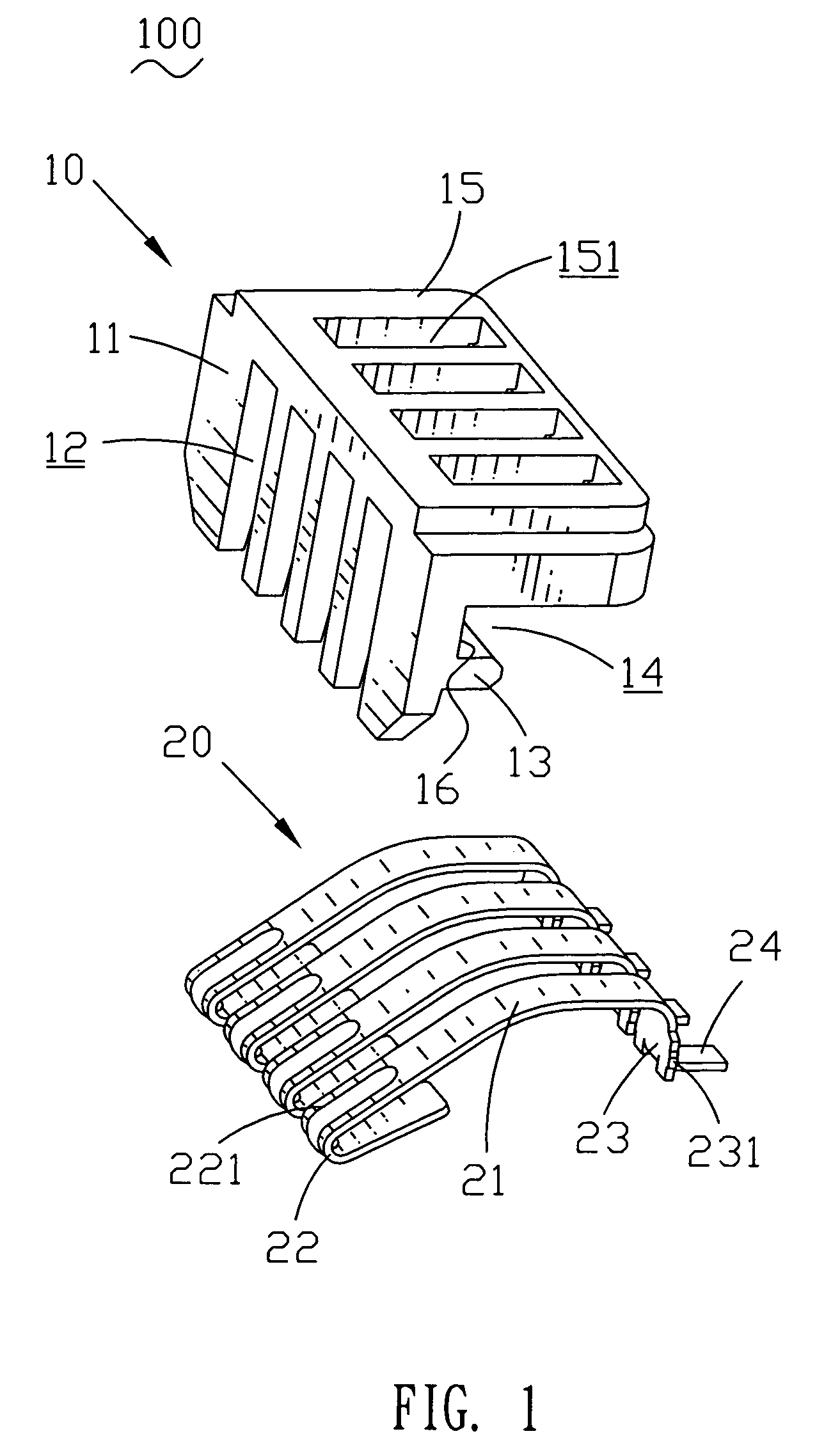 Battery connector with retaining board