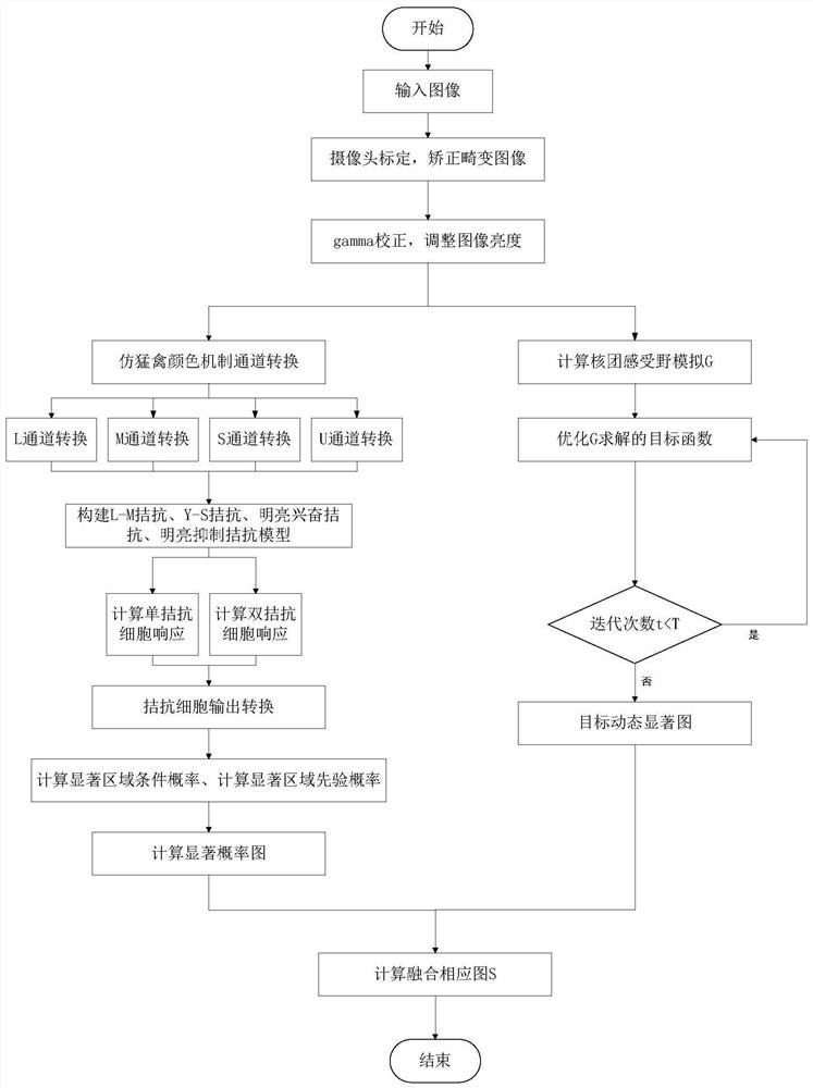 Environmental saliency detection method simulating midbrain competitive selection mechanism of raptor