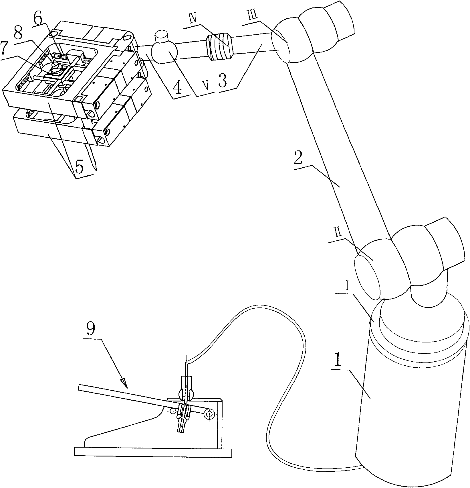 Active-passive mixed-connected robot with nine degrees of freedom