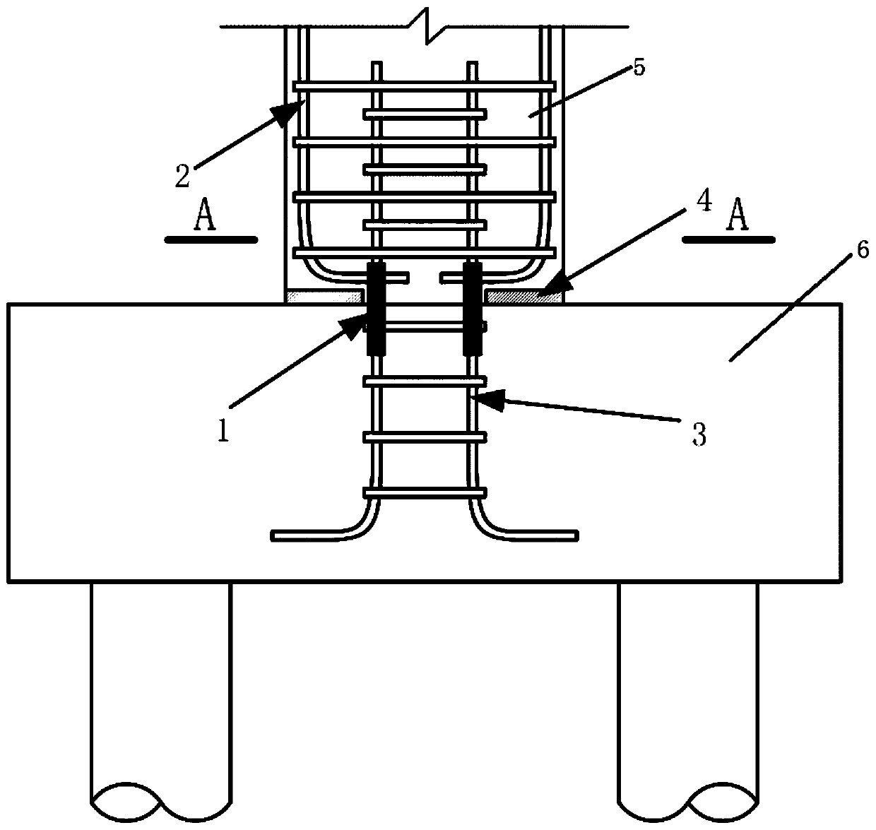 Semi-hinged structure suitable for reducing force on pier, bearing platform and foundation under action of earthquake