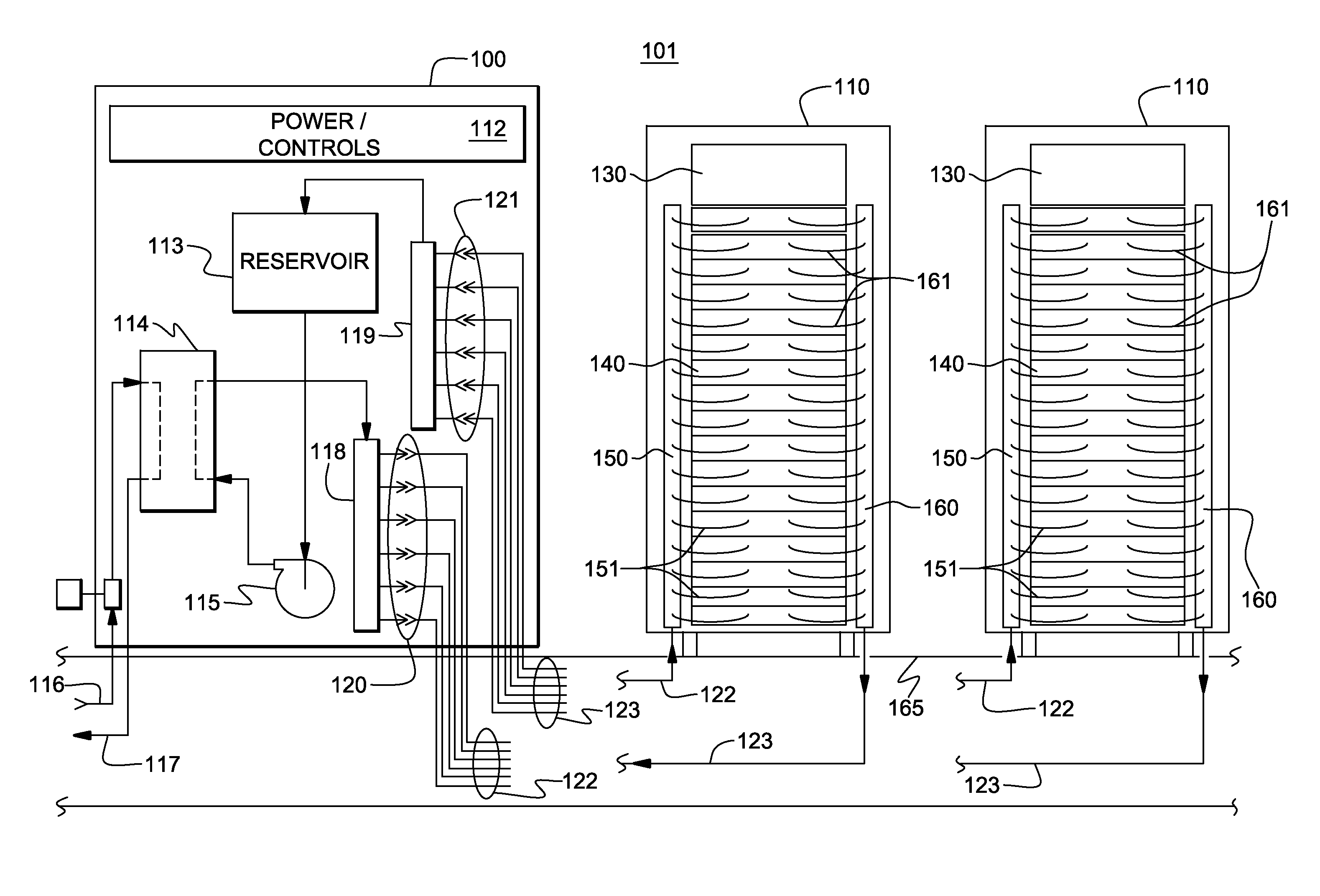 Liquid-cooled heat sink configured to facilitate drainage