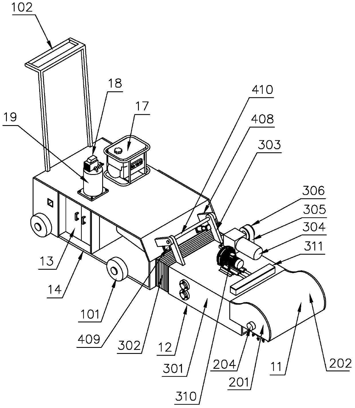 A device for cleaning fallen leaves in urban gardens