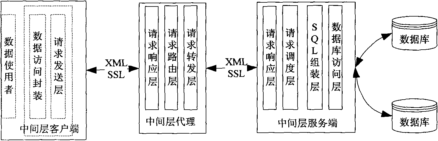 Database access agent method and system based on SSL/XML