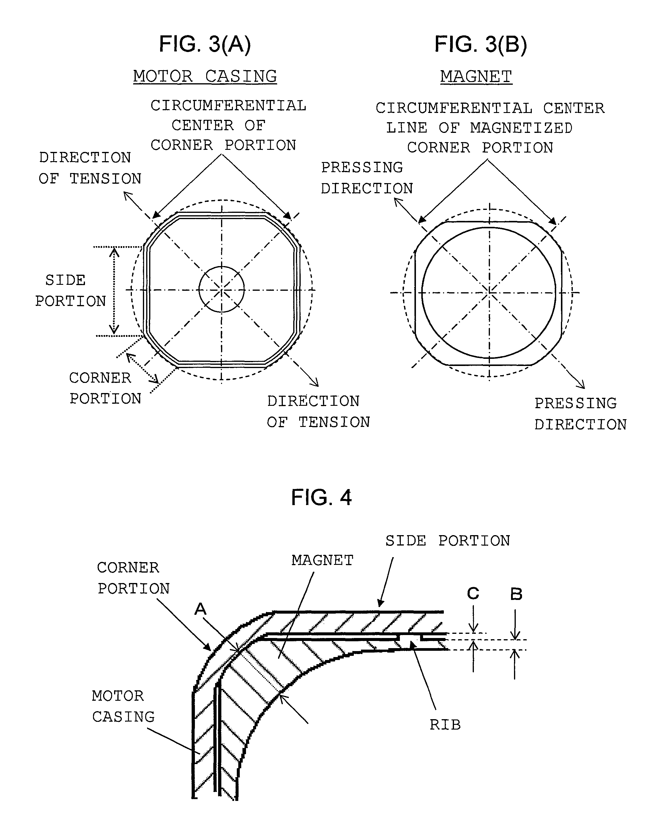 Small motor of polygonal external shape