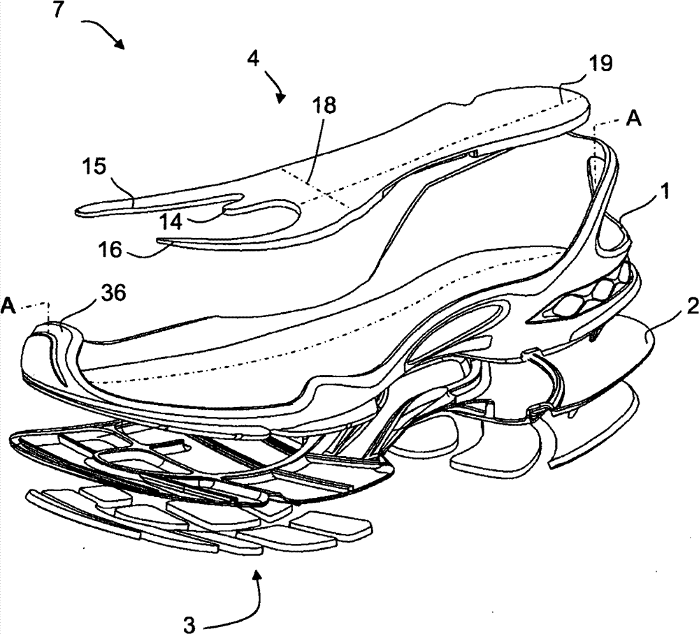 Midsole for a shoe, in particular a running shoe