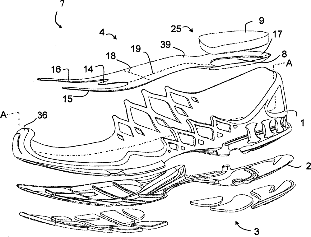 Midsole for a shoe, in particular a running shoe