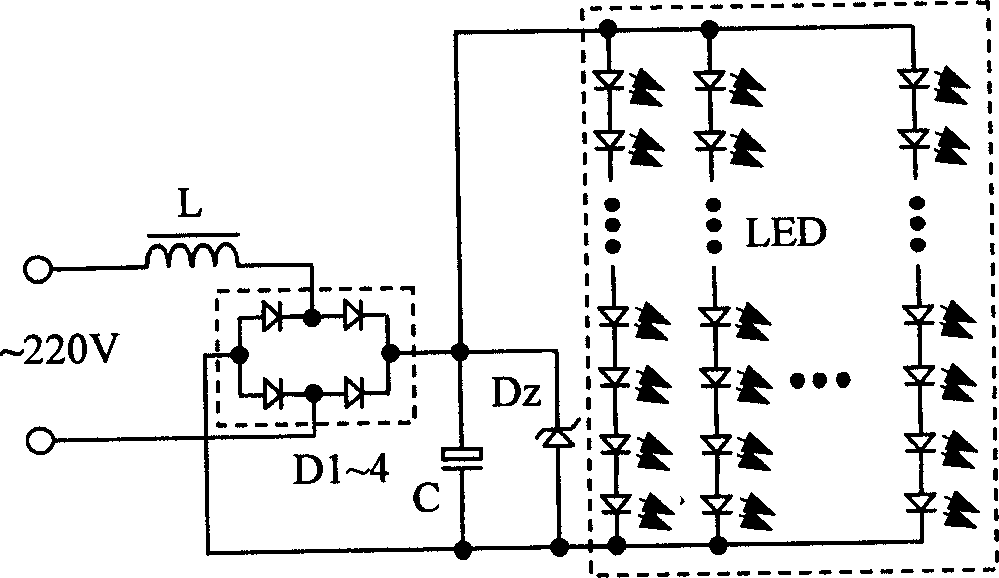 Driving circuit for 220V AC LED lamp