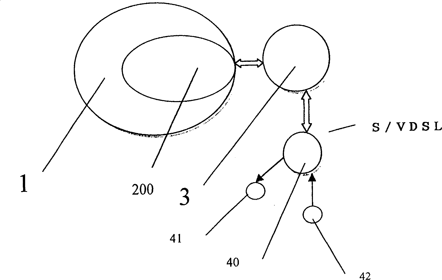 Housing area wideband network data communication method and equipment based on telephone wire