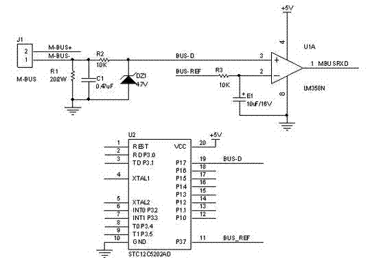 Receiving circuit of meter-BUS (M-BUS) master station and data receiving method for receiving circuit